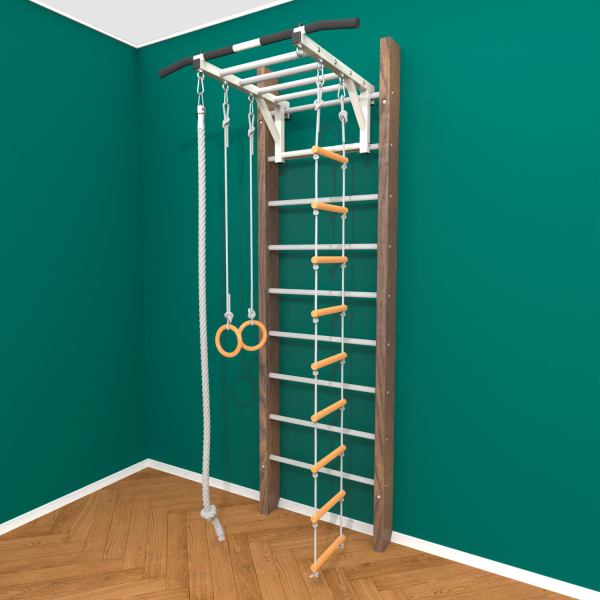 Брашированная шведская стенка "Кастерли" Классик РД (Белые ступени)