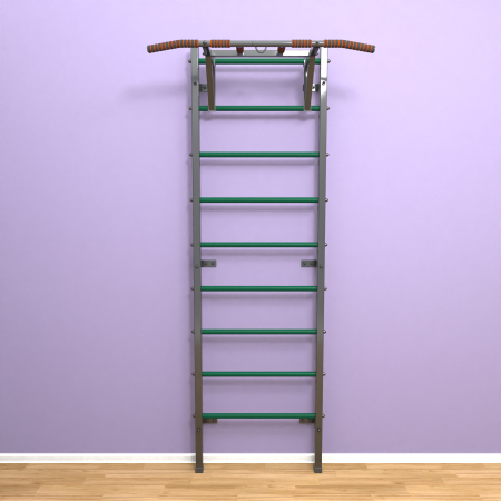 Шведская стенка "LittleSport" ПУ Графит зеленые ступени