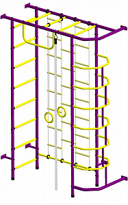 Детский спортивный комплекс ДСК "Пионер-9" с лестницей (пристеночный) пурпурный-желтый