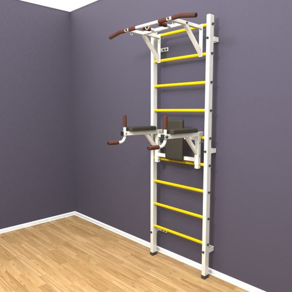 Шведская стенка «LittleSport» White Pull-Up 2.0 желтые ступени