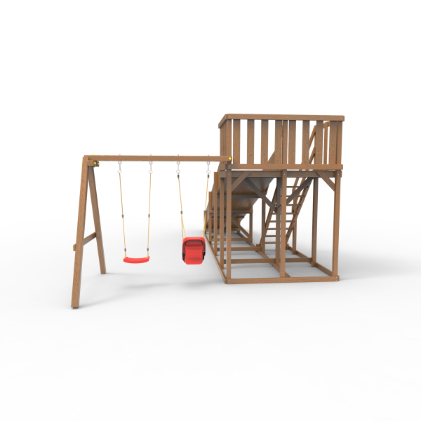 Детская площадка - деревянная горка Пикник "Зима №3" Оптимус с качельной балкой