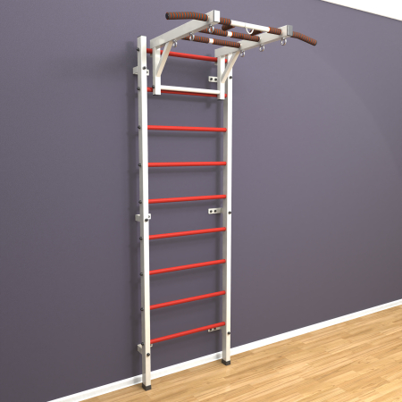 картинка Шведская стенка «LittleSport» Л Белый красные ступени от магазина Лазалка