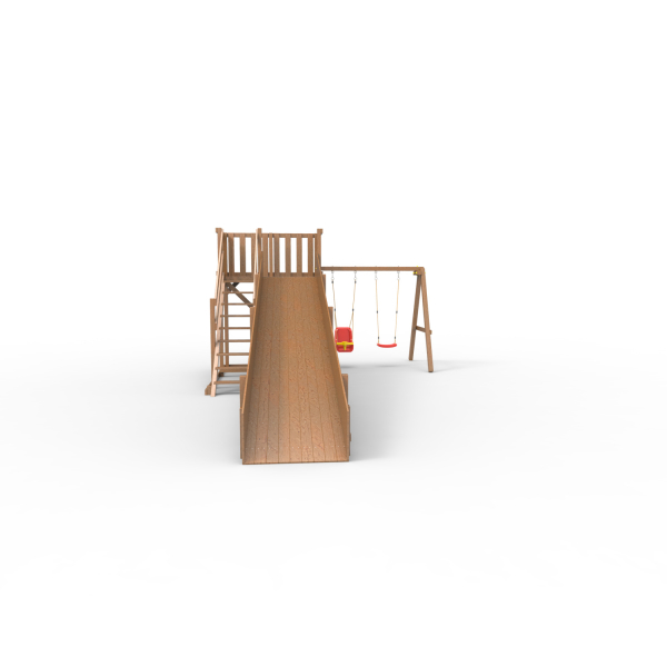 Детская площадка - деревянная горка Пикник "Зима №3" Оптимус с качельной балкой