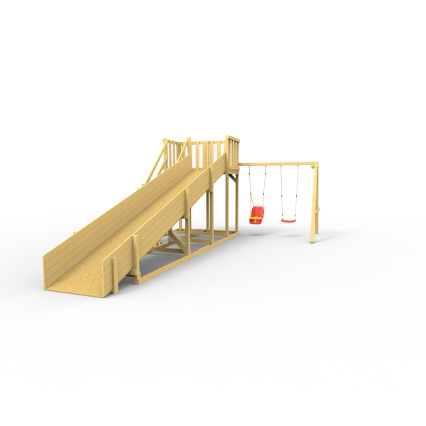 Детская площадка - деревянная горка Пикник "Зима №3" с качельной балкой