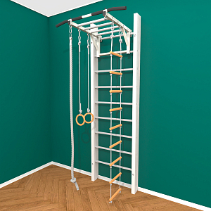 Брашированная шведская стенка "Кастерли" White РД (Белые ступени)