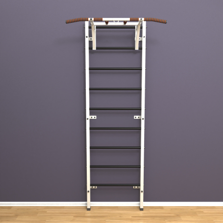 Шведская стенка «LittleSport» ПУ Белый черные ступени