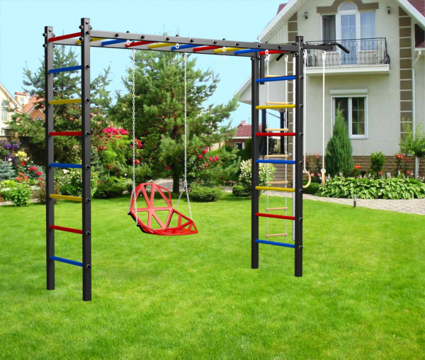 картинка Уличная шведская стенка Sv Sport рукоход У538 (Турник/Со спинкой/Канат/кольца/лестница) от магазина Лазалка