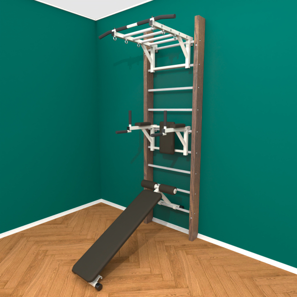 Брашированная шведская стенка "Кастерли" Классик РБС (Белые ступени)