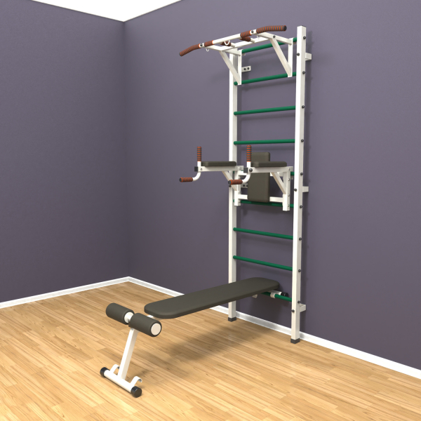 Шведская стенка «LittleSport» White Pull-Up 3.0 зеленые ступени